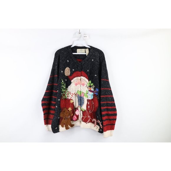 Vintage 90s Design Options Philip Jane Gordon L Christmas Cardigan Sweater
